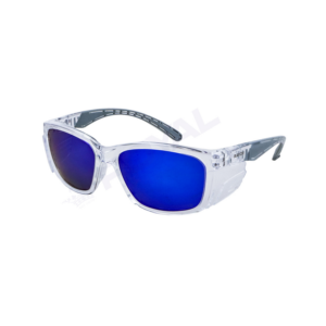 Maxisafe Rayzr Safety Glasses Clear Frame Blue Mirror Polarised