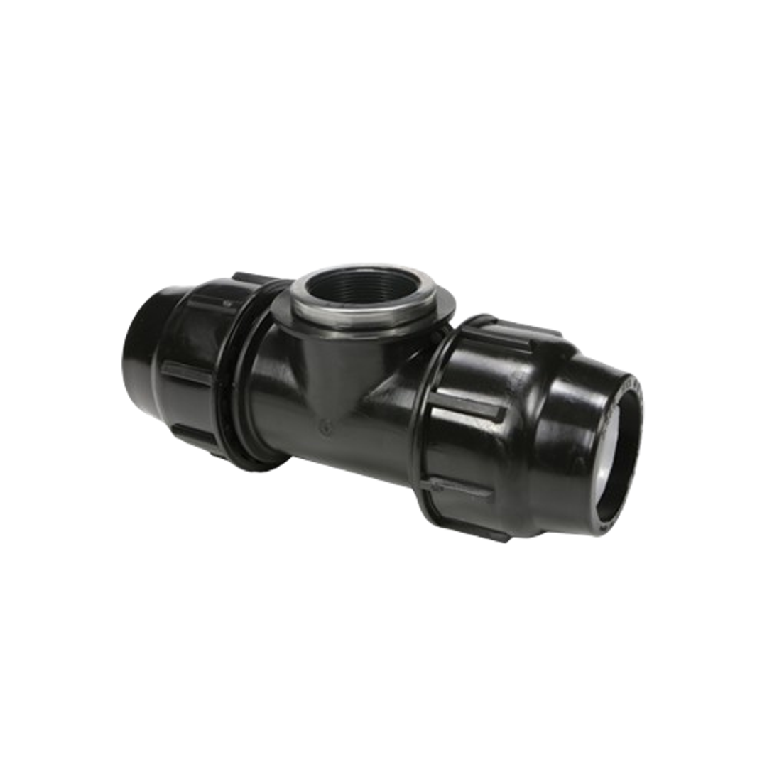 Poly Metric Female Tee PN16 – 25mm x 20FI x 25mm