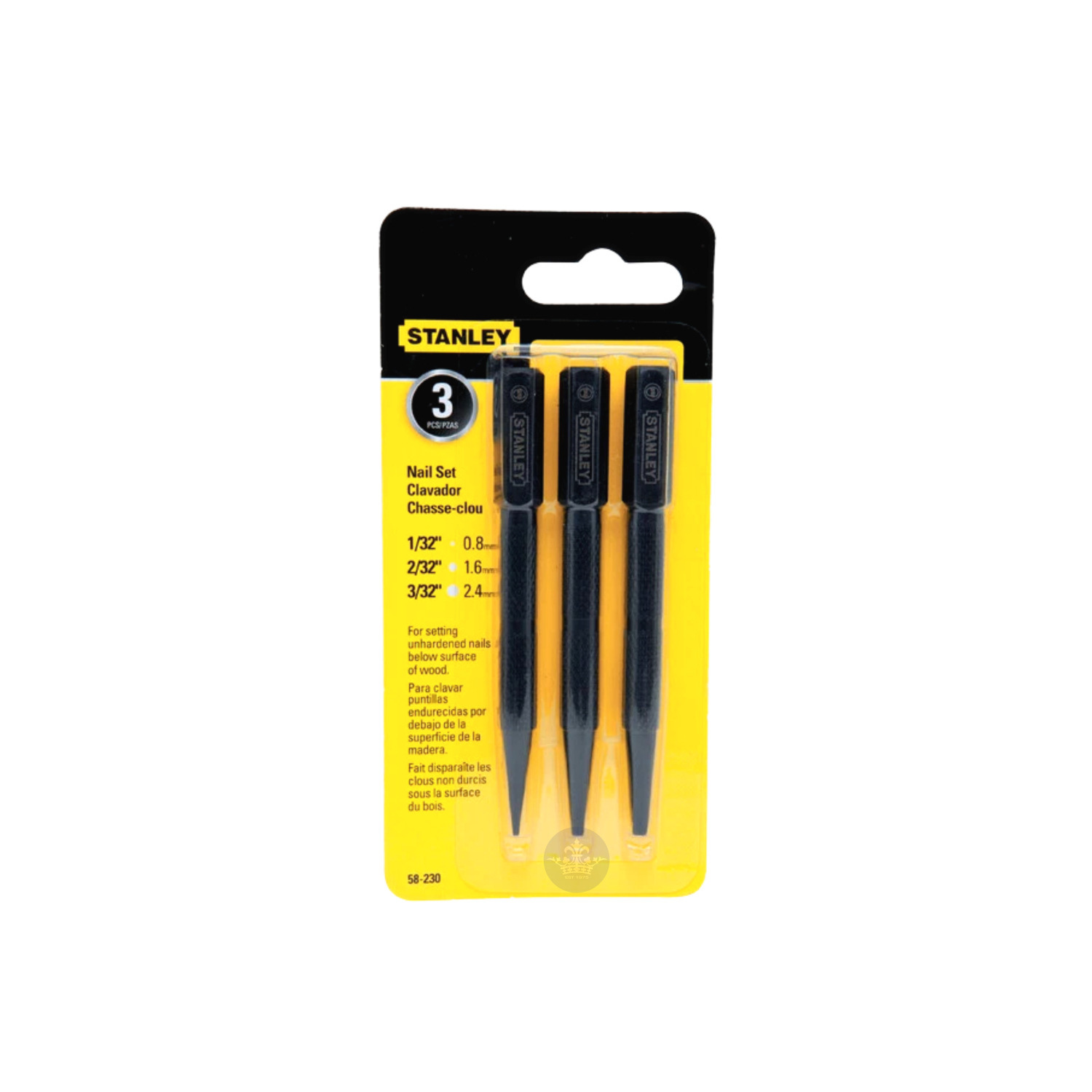 Stanley Nail Punch Set Square Head (0.8, 1.6, 2.4mm)