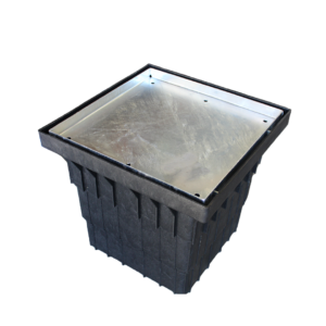Plastic Drainage Pit + Galvanised Grate – 450mm x 450mm – Tile Insert, Light Duty