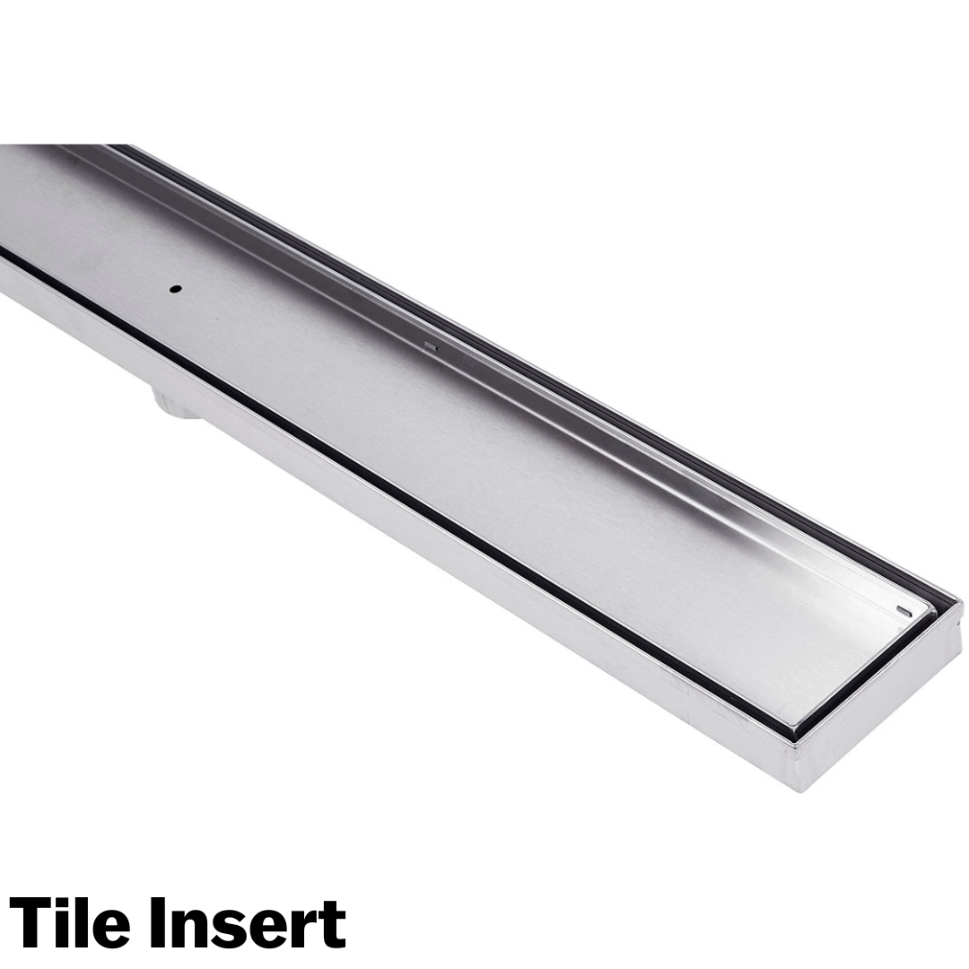 Linear Drain With End Outlet – 1000mm (Line Pattern Grate, 85 x 20mm)