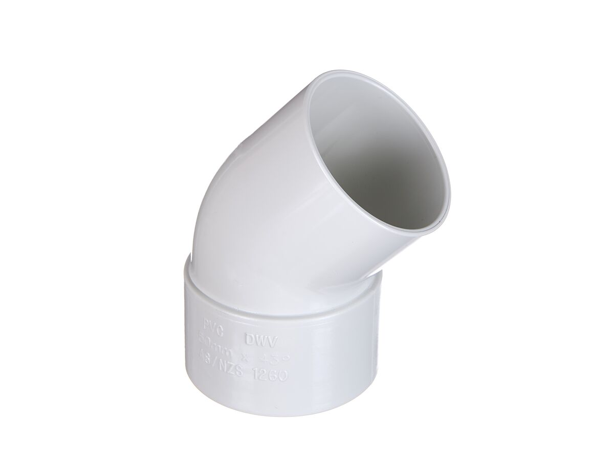 PVC DWV Bend In Fitting 42.5 Deg M-F – 50mm