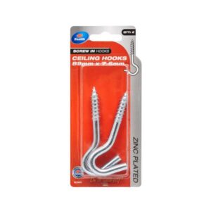Zenith 89 x 7.6mm ZP Ceiling Hooks 2 Pack
