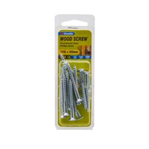 Zenith 10G x 50mm Zinc Plated Countersunk Head Wood Screws 15 Pack
