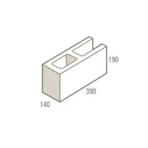Concrete Besser Open End Block – 390 x 190 x 140mm (Grey)