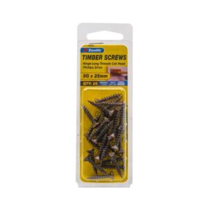 Zenith 8G x 25mm Florentine Bronze Hinge-Long Threads Countersunk Head Timber Screws 25 Pack