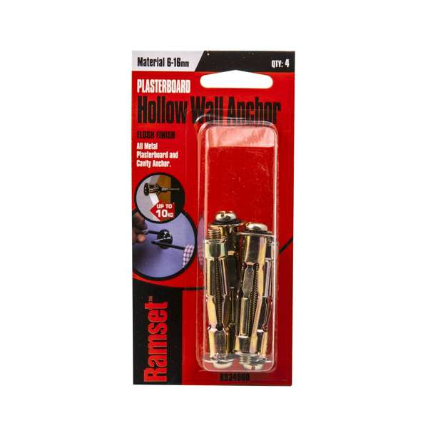 Ramset Hollow Wall Anchor 6mm - 16mm 10kg 4 Pack