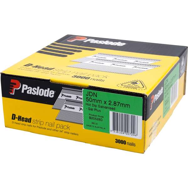 Paslode Hot Dipped Galvanised D Head Pneumatic Nail – 50 x 2.87mm (34 Deg, 3000 Pack)