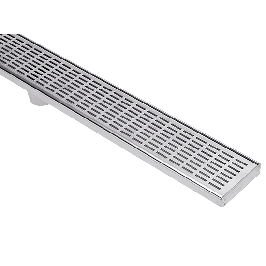 Lines Pattern Stainless Steel Grate & Drain – 600mm (85 x 22mm, Centre Outlet)