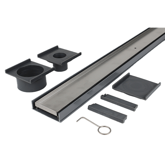 Plastic Strip Drain Kit – 1000mm (100 x 28mm, SS Tile Insert Grate)