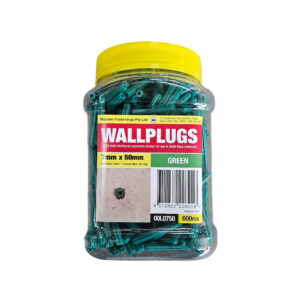 Nylon Wall Plugs – 7 x 50mm (Green, Box Of 600)