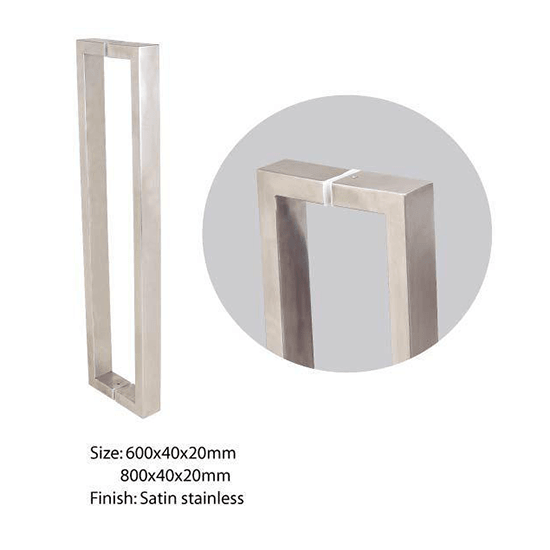 Stainless Steel Door Pull Handle – 300mm – Round Profile