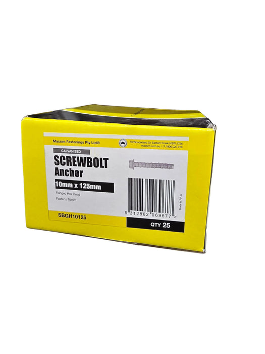 10mm x 125mm Galv Screwbolt Anchor