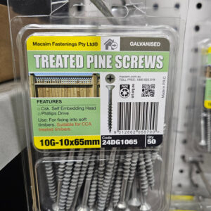 10G 10 x 65mm Treated Pine Galvanised Screws Box 50