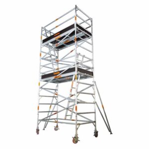 4.2m – 4.6m (Platform Height) Mobile Wide Scaffold (Double working Level, With Stabilizers, Ladders and Kick Boards) - 2 x 1.3 x 4.2
