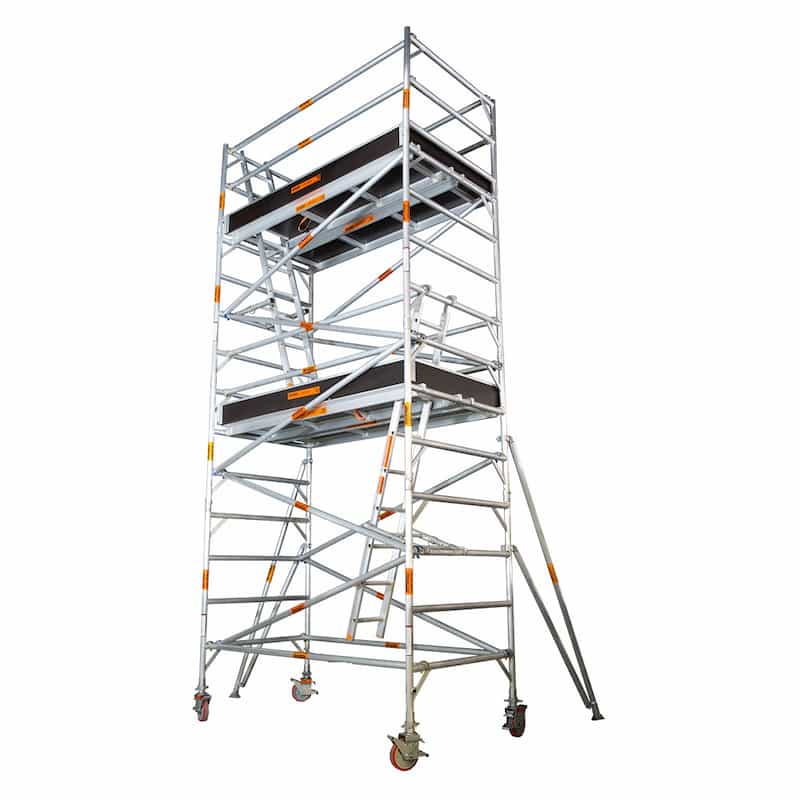 4.2m – 4.6m (Platform Height) Mobile Wide Scaffold (Double working Level, With Stabilizers, Ladders and Kick Boards) - 2 x 1.3 x 4.2