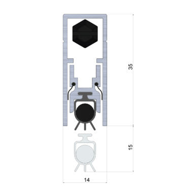 Mortised Automatic Door Bottom Seal - 820mm / Hot Smoke Seal