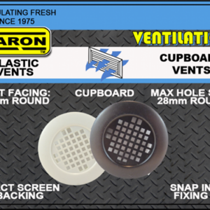 Haron Cupboard Vent Plastic White 40mm 2 Pack