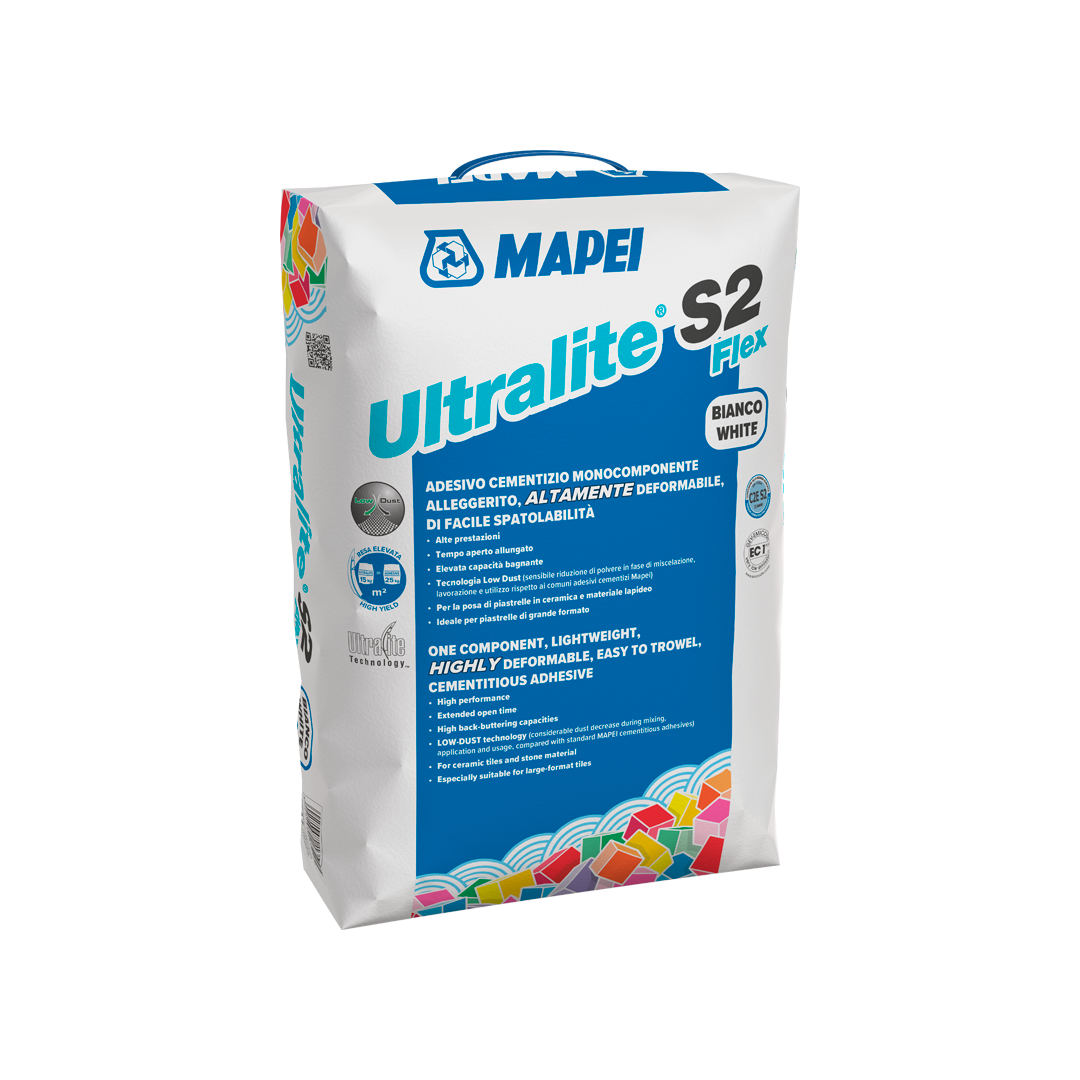 Mapei Ultralite S2 T Flex Large Tile Adhesive White & Grey 13.5kg - Color: White
