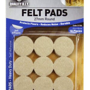 Cold Steel Felt Pads Round Heavy Duty Beige 27mm (18 Pack) 18 Pack