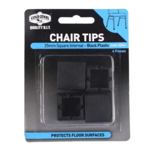 Cold Steel Chair Tips Square Internal Black Plastic 25mm
