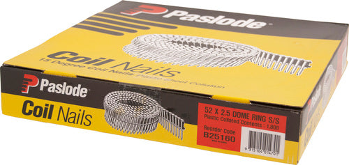 Paslode Stainless Steel 15Deg Plastic Collated Coil Ring Dome 1800pk - 52 x 2.5mm #B25160