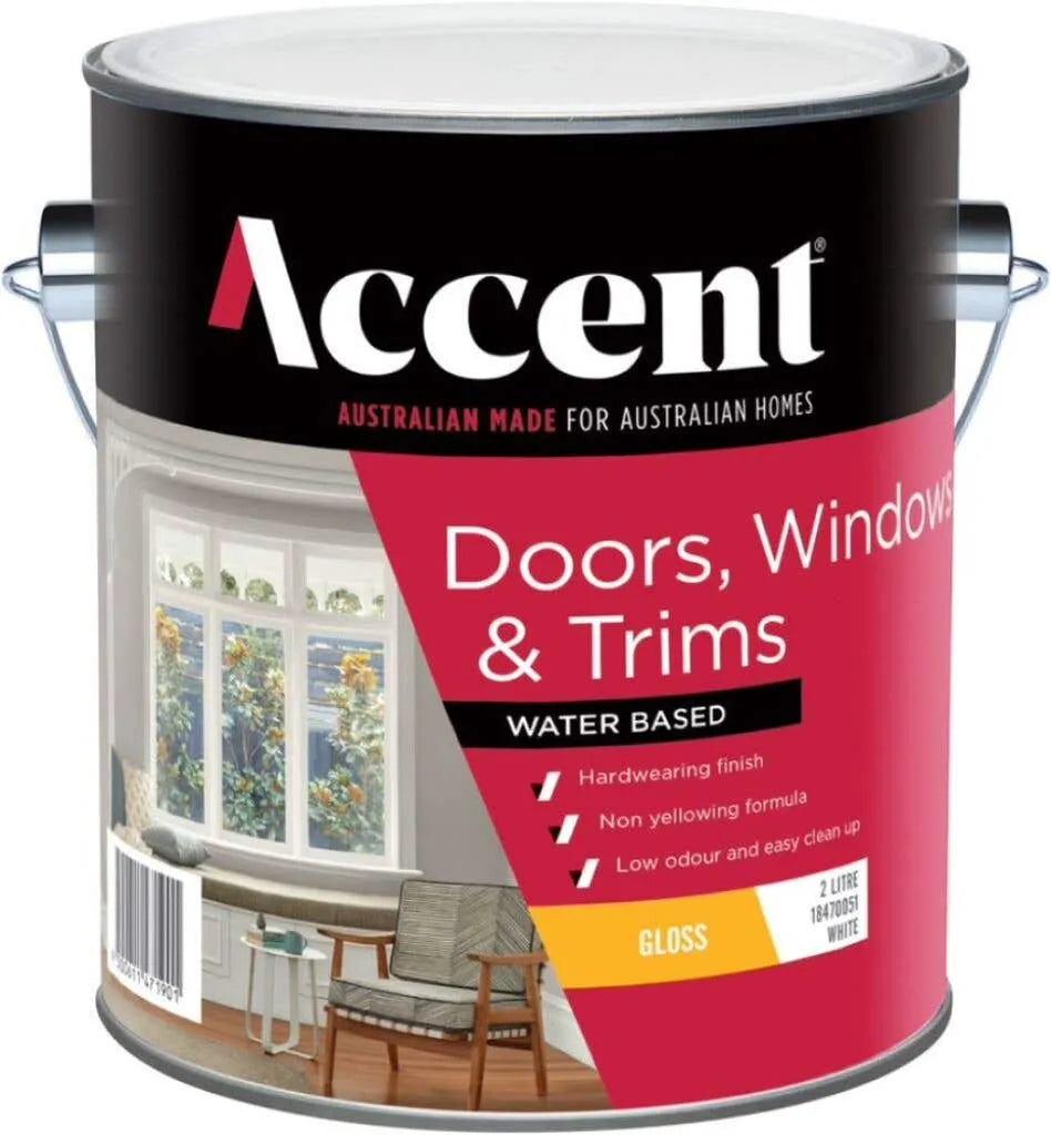 Accent Doors, Windows & Trims Water Based Gloss White 2L