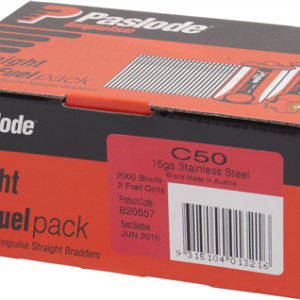 Paslode Impulse (Gas) Straight Brads 16G C-Series Stainless Steel BFP 3000pk - 50mm #B20657