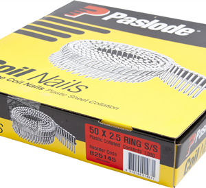 Paslode Stainless Steel 15Deg Plastic Collated Coil Ring 1800pk - 50 x 2.5mm #B25145