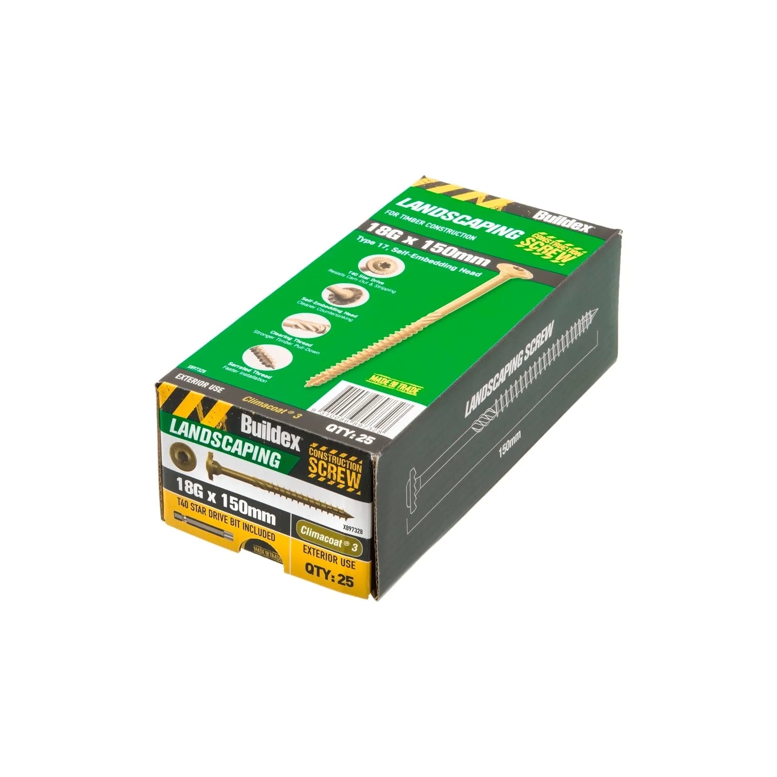 Buildex 18 - Landscaping Construction Screw - 25 Pack 7 x 150mm