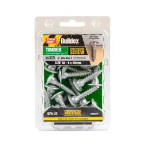 Buildex Zinc Alloy 3 Star Head Timber Construction Screws 18 - 8 x 40mm