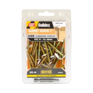 Buildex Cabinet Screw White ZP 10 - 10 x 50mm
