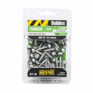 Buildex Cladding Screws T17 Hex Head with Seal 10 - 12 x 25mm