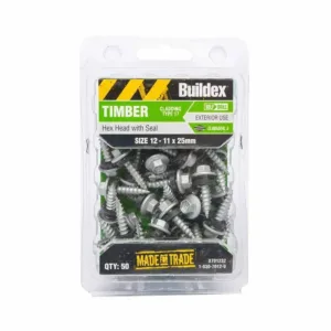 Buildex Cladding Screws T17 Hex Head with Seal 12 - 11 x 25mm