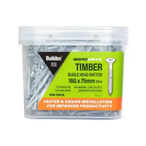 Buildex RapidDrive Zinc Alloy Bugle Head Batten Screws - 16-8G x 75mm 500pk