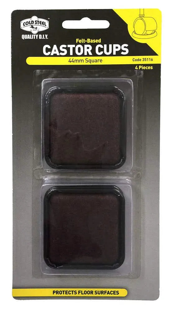 Cold Steel Castor Cups Felt Based Square 44mm