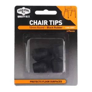 Cold Steel Chair Tips Round Black Rubber 10mm