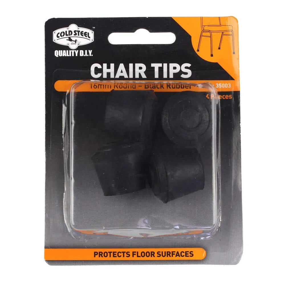 Cold Steel Chair Tips Round Black Rubber 16mm