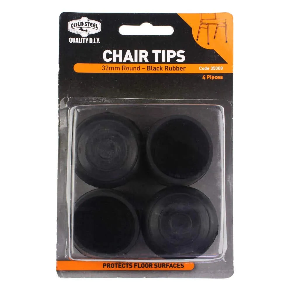 Cold Steel Chair Tips Round Black Rubber 32mm