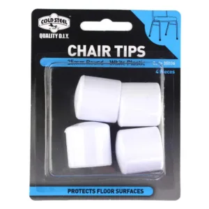 Cold Steel Chair Tips Round White Plastic 25mm