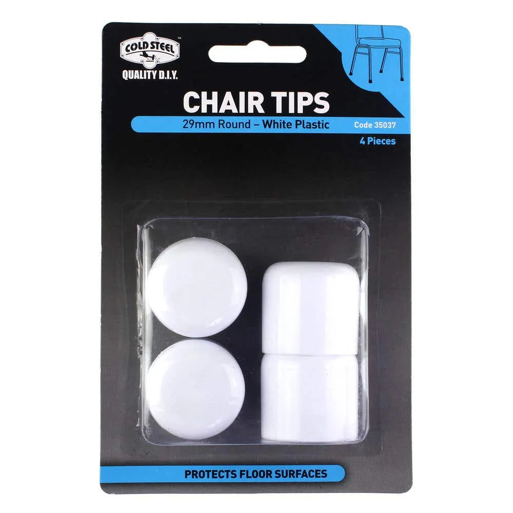 Cold Steel Chair Tips Round White Plastic 29mm