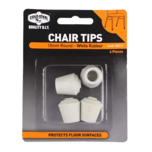 Cold Steel Chair Tips Round White Rubber 10mm