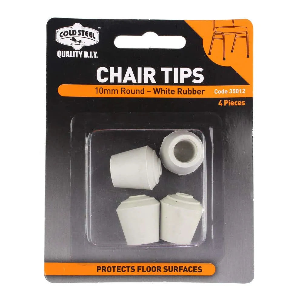 Cold Steel Chair Tips Round White Rubber 10mm