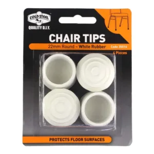 Cold Steel Chair Tips Round White Rubber 22mm