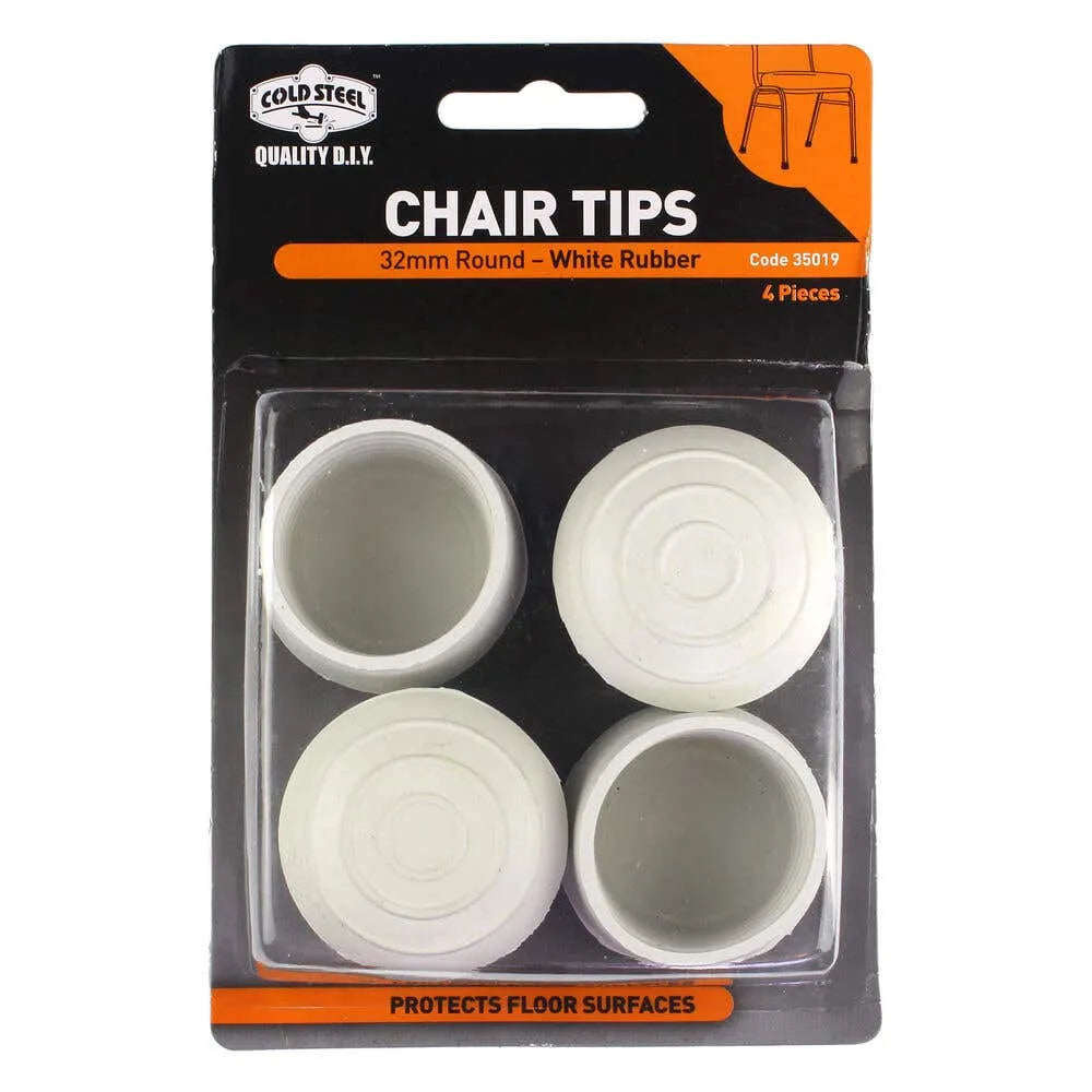 Cold Steel Chair Tips Round White Rubber 32mm