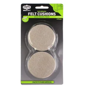 Cold Steel Felt Cushions Round Beige 64 x 15mm - 4 Pack