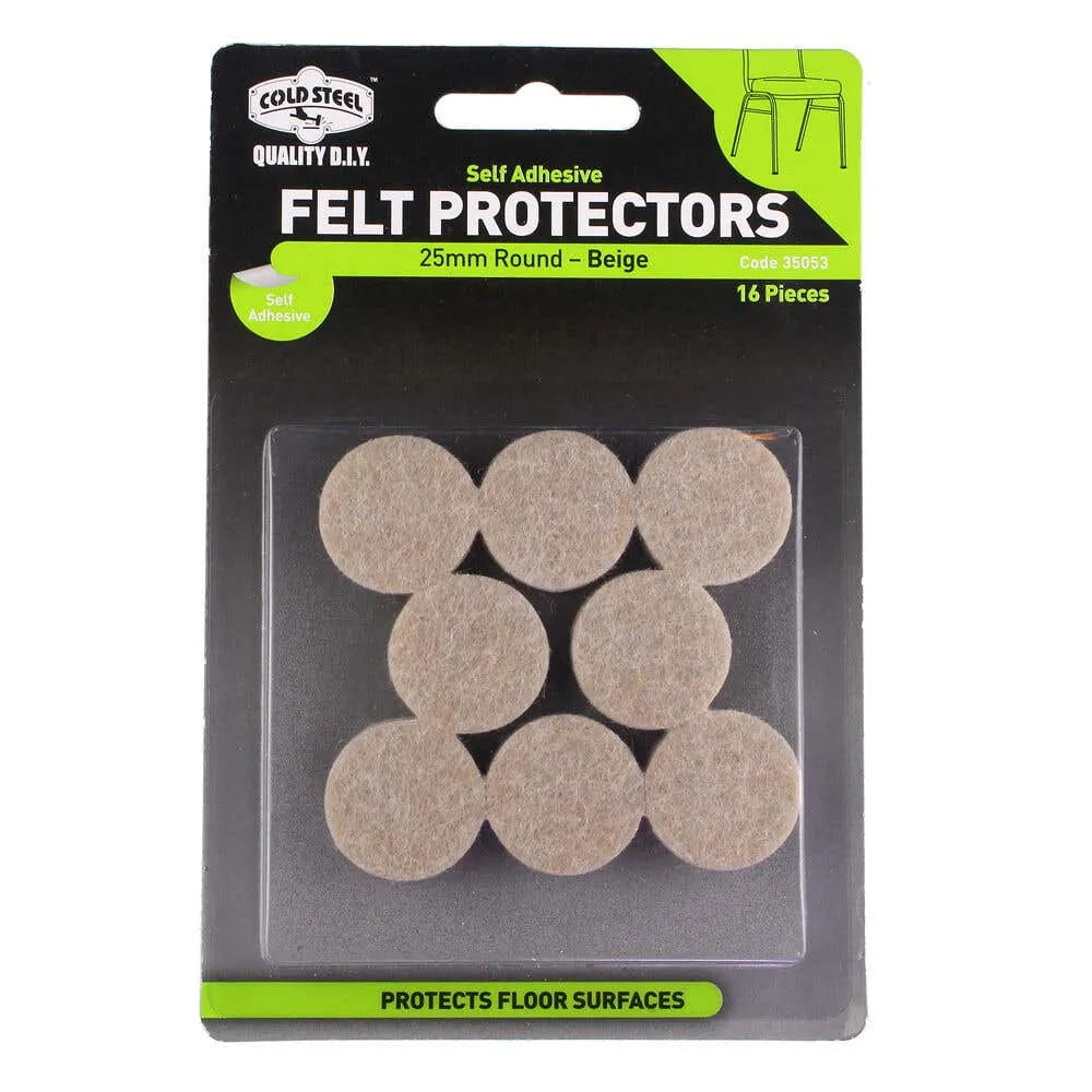 Cold Steel Felt Protectors Round Beige 25mm (16 Pack) 16 Pack