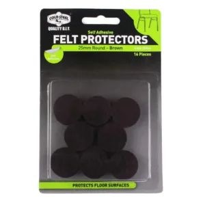 Cold Steel Felt Protectors Round Brown 25mm (16 Pack) 16 Pack