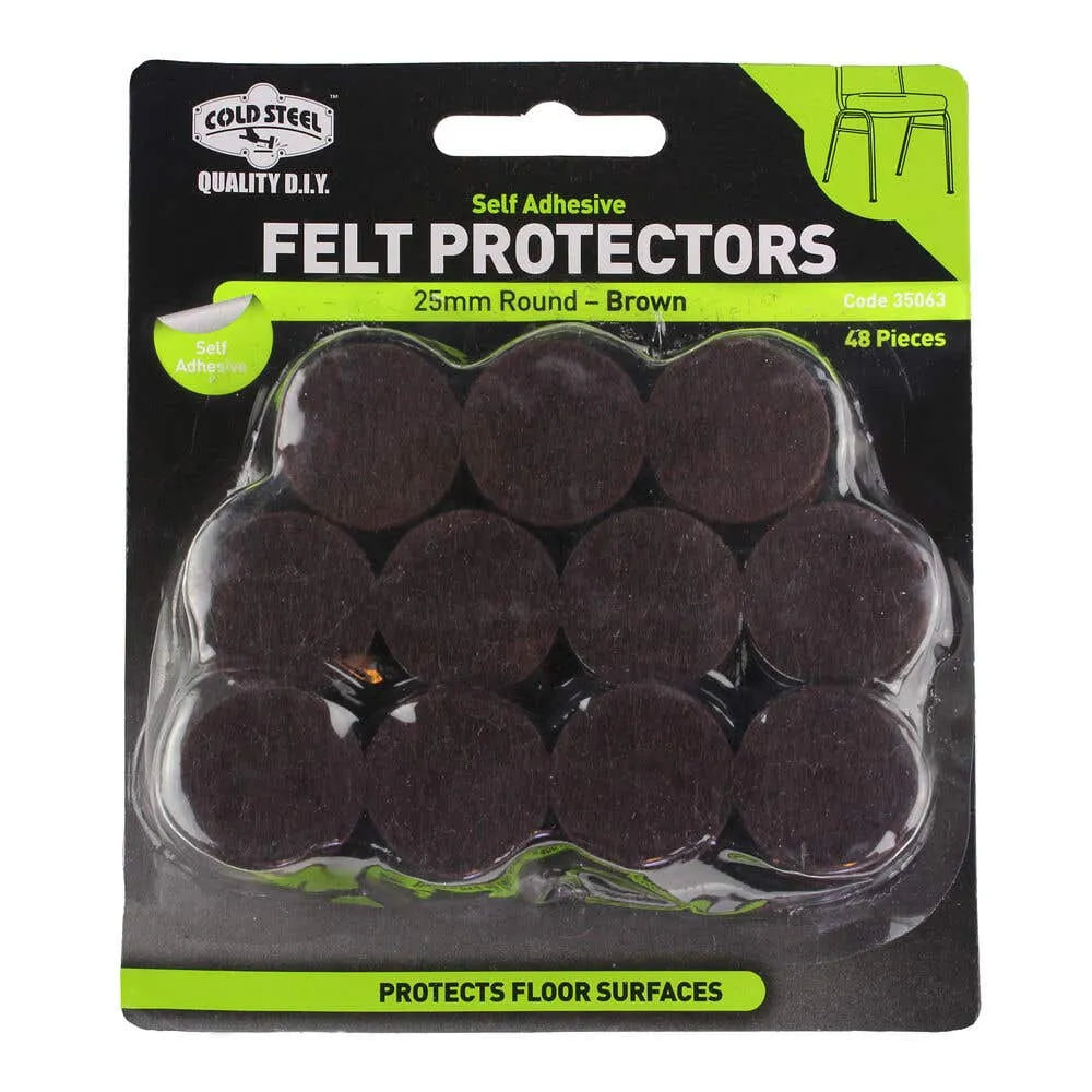 Cold Steel Felt Protectors Round Brown 25mm (48 Pack) 48 Pack