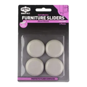 Cold Steel Furniture Sliders Round Plastic 38mm